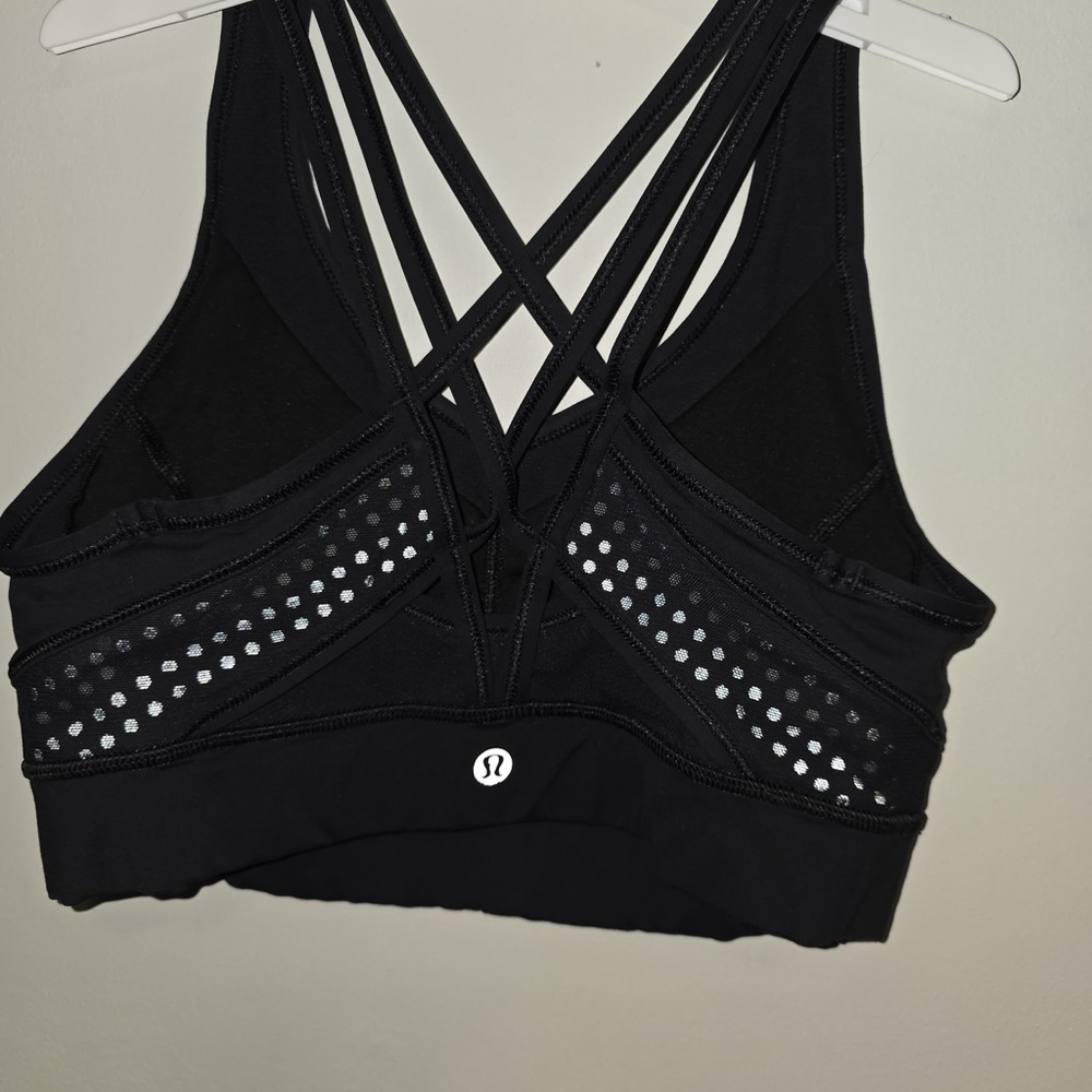 lululemon athletica Black Strappy Sports Bra with White Accents